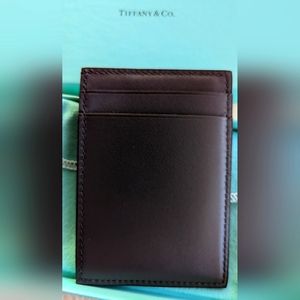 BNIB Tiffany Calfskin leather logo card holder case unisex